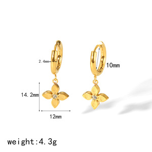 Pendientes con forma de flor chapados en oro de 18 quilates con incrustaciones de circonita para mujer, regalo, joyería, accesorios de moda - Product Image 3
