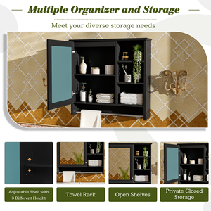Gabinete con Espejo de Pared de 30 Pulgadas con Estante Ajustable y Bisagras de Cierre Suave para Baño - Product Image 6