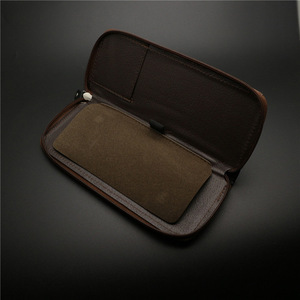 Hairdressing Scissors Storage <b>Bag</b> Brown Black Zippered <b>Tool</b> Case For Hairstylist PVC Semi Pu Leather With Eva Lining - Product Image 3
