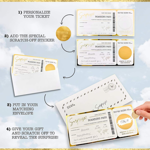 บัตรกำนัลเดินทางแบบมีรอยข่วนสีทองบัตรกำนัลขึ้นเครื่องบัตรผ่านฟอยล์สีทองบัตรทองพร้อมซอง - Product Image 3
