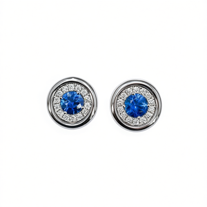 Pendientes de Diamantes Azules E3268 para Mujer, Corte Brillante Redondo, Color G, Diamantes Naturales, Estilo Clásico, Uso Diario - Product Image 1