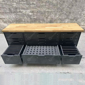 KKMARK Boîte à outils roulante en aluminium avec surface en bois massif, établi, valise de transport pour les voyages, avec tiroirs de rangement - Product Image 2