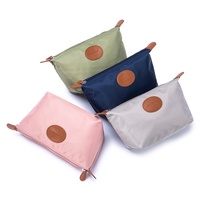 Grande trousse de toilette en nylon imperméable avec fermeture éclair, organiseur de maquillage, porte-pinceaux, plusieurs couleurs unies, sans MOQ pour femmes