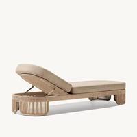 Chaise longue de patio en teck massif, chaise inclinable moderne pour l'extérieur, idéale pour les hôtels de luxe et les décorations de bord de piscine des hôtels étoilés