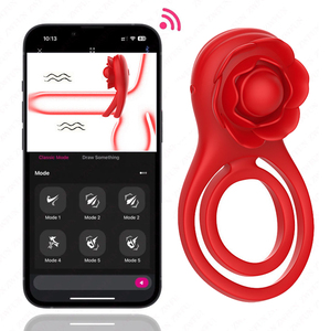 Rose Vibrerende Haan Ring Mannelijke Siliconen Penis Ring Clitoris Stimulator Vertraging Ejaculatie Volwassen Seksspeeltje Voor Mannen En Vrouwen Koppels - Product Image 1