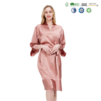 Robe de chambre en soie sexy personnalisée, kimono soyeux, vêtements de détente, longue robe en soie pour femmes, pyjama de luxe 100% soie