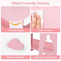 Table de maquillage princesse en bois pour enfant avec chaise, miroir et tiroirs de rangement