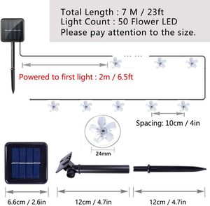 Guirlande solaire 7M 50 LED IP65 étanche à piquet pour jardin, fête, festival, mariage, Noël, vacances - Product Image 5