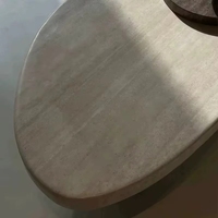 Table d'appoint de salon de style moderne, ensemble de tables basses en marbre naturel, base ovale en bois de luxe