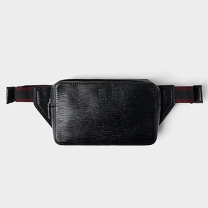 <span class=keywords><strong>Riñonera</strong></span> personalizada vegana de cuero texturizado para hombre, bolsa negra para cinturón Zipeer - Product Image 2