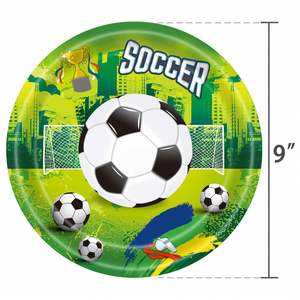 JIALIN Artículos para Fiestas con Temática de Fútbol Verde, Platos y Vasos Desechables de Papel - Product Image 3