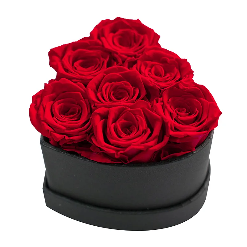 Wholesale A Grade 50 colors perfect Valentine red gift boxes plat flower packaging preserved rose in heart box
