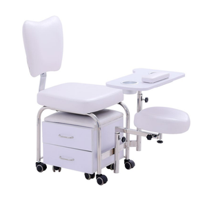 Black/White Stainless Steel Modern Luxury Pedicure Chair Nail Table with Movable <b>Stool</b> for Nail Salon - Product Image 4
