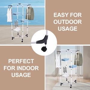 Vente en gros Séchoir à <span class=keywords><strong>linge</strong></span> avec revêtement en poudre à quatre couches Séchoir à <span class=keywords><strong>linge</strong></span> vertical avec roue - Product Image 4
