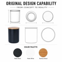 SWT Contenant de rangement en céramique noir mat et blanc, grande capacité, pour aliments, sucre, thé, café, avec couvercle en bambou, très populaire