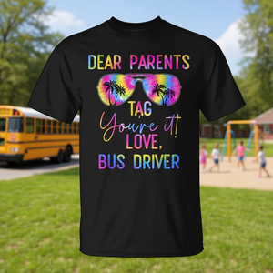 Querados Padres, os invitamos a unirse a nosotros: Camiseta Tie Dye para el último día de clases del conductor de autobús Love Bus. - Product Image 3