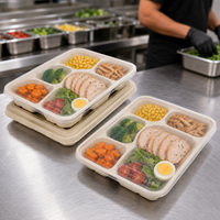 Boîte alimentaire biodégradable en bagasse à 5 compartiments avec couvercle pour plats à emporter