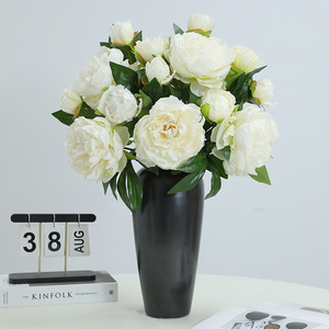 Peony Artificial Flower Single Stem High Simulation Plastic Silk White <b>Light</b> Pink Dark Pink For Home Wedding Decoration - Product Image 2