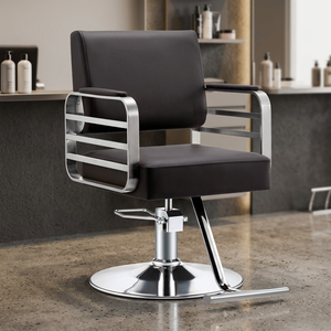 Sillón de Barbería Negro, Silla de Estilismo para Salón, Asiento de Peluquería Hidráulico Ajustable en Altura, Muebles Modernos para Salón - Product Image 2