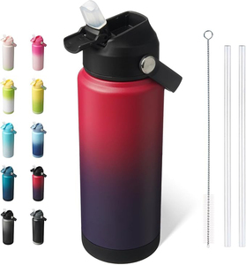 <span class=keywords><strong>Vaso</strong></span> de Agua de Acero Inoxidable de Doble Pared de 24 oz, Botella de Agua Térmica Portátil 304, Juego de Regalo con una Taza y Tres Tapas - Product Image 1
