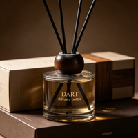 Bouteille diffuseur de parfum en verre rond 50ml 100ml, flacon cylindrique transparent à large ouverture avec bouchon boule en bois
