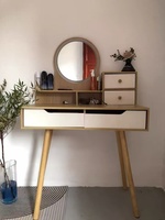 Miroir de Coiffeuse LED Moderne avec Rangement Écologique pour Chambre, Petit Appartement, Hôtel
