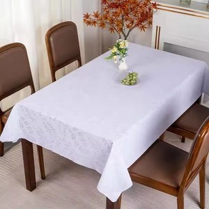 Boen nhà & văn phòng sử dụng hình chữ nhật màu trắng hoa ren Rose PVC tiệc cưới tiệc trang trí Khăn trải bàn - Product Image 1