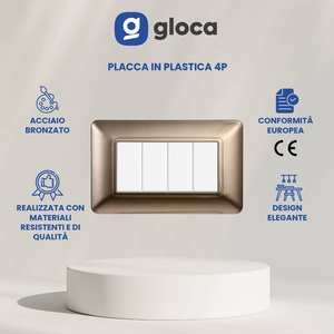 Interrupteurs muraux Gloca 4 voies 4 interrupteurs en plastique bronze et acier, installation facile, lot de 3 - Product Image 3