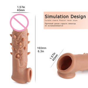 Wiederverwendbares Kondom Penisverlängerung Ärmel längere Ärmel Kristallvergrößerungs-Kondom männliches Silikon-Kondom für Männer - Product Image 6