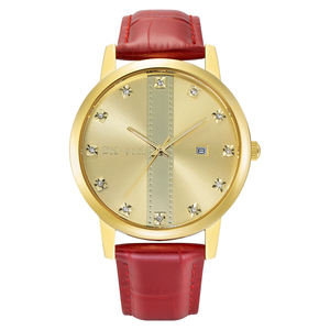 นาฬิกาคู่หนังแท้ OEM สำหรับทุกเพศ สีทอง สลักโลโก้ได้ นาฬิกาจักรกลทองเหลือง - Product Image 3