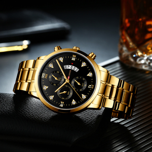 Luxury Mens Black Stainless Steel Watch Crystal Accent Roman Numerals Multi Dial Sport Quartz Wristwatch - Product Image 4