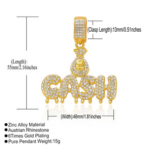 Hip-Hop Dây Chuyền Người Đàn Ông Tiền Mặt Mề Đay Với Ví Nhỏ Đầy Đủ Của Kim Cương Chữ Cá Tính Cuba Dây Chuyền - Product Image 6