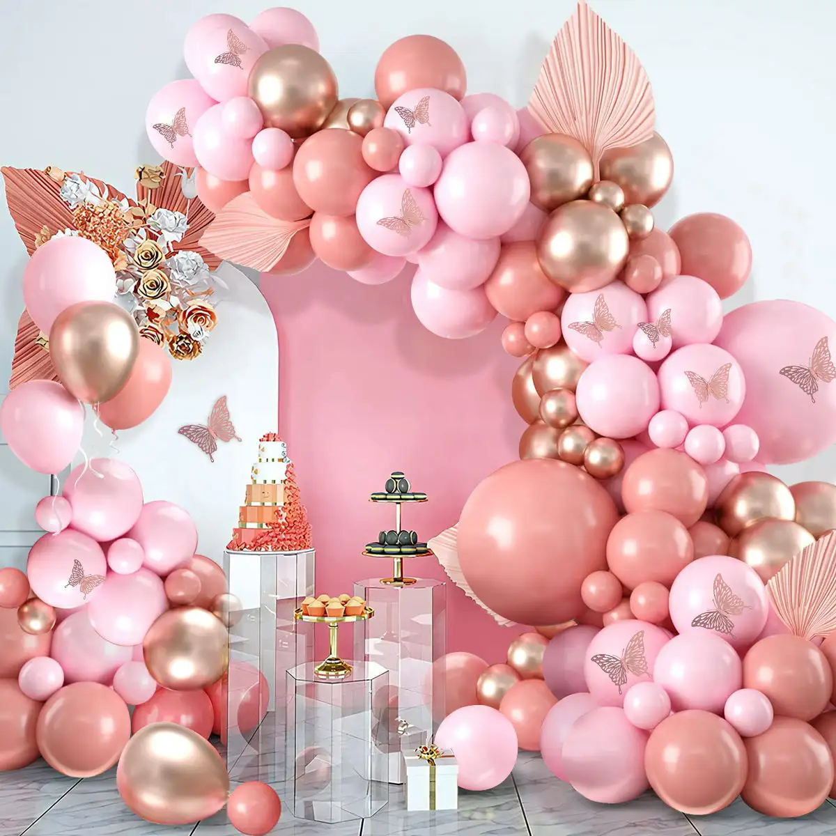 Dusty Rose Pink Balão Garland Arch Kit Balões Decorações Contexto Para Chuveiro Nupcial Casamento Bachelorette Party