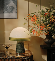 Lampe de table moderne en verre blanc et vert avec base en marbre vert pour villa, hôtel, chambre à coucher, lampe de table d'intérieur