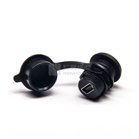 Conector MINI USB Impermeable de Montaje en Panel Frontal, Conector Hembra de 5 Pines M12 con Tornillo, Conector de Mamparo IP67 con Tapa y Receptáculos