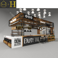 Kiosque de Café Moderne en Bois Massif avec Cabinet Alimentaire de Haute Qualité pour Centre Commercial Intérieur