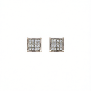 Orecchini a perno quadrati Lukfook in argento 925 placcato oro bianco con cristalli e strass, gioielli unisex minimalisti geometrici per tutti i giorni - Product Image 1