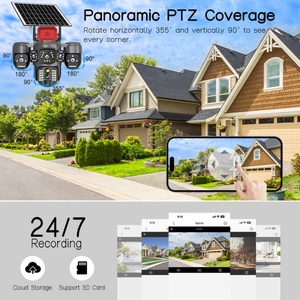 Caméras de surveillance solaires sans fil V380pro à quatre objectifs AOV Wifi 4G avec carte SIM IP HD PTZ CCTV pour extérieur - Product Image 3