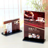 Panneau de signalisation de table en acrylique personnalisé Table transparente en acrylique Porte-plaque de prix Menu Publicité Photo Liste de prix Affichage des affiches