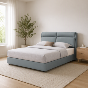 Base de Cama con Cabecera Acolchada de Perfil Bajo y Diseño de Canal, Tapizada en Tela, Tamaño King, para Recámara Principal u Hotel - Product Image 1
