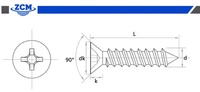 Vis autotaraudeuses à tête cylindrique Phillips en acier inoxydable SS 304/316/410 M2-M5 métriques et impériales