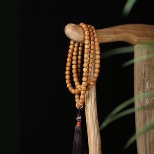 Handmade Japanese Style Solomon's Seal <b>Bead</b> <b>Bracelet</b> 108 Natural <b>Beads</b> Light Brown Tassel Unisex Fashion <b>Bracelet</b> - Product Image 2