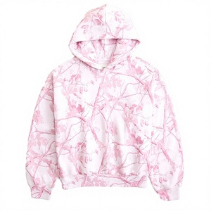 <b>Pink</b> Floral Print <b>Women</b> <b>Hoodie</b> Pullover Sweatshirt Hooded Long Sleeve Drop Shoulder Casual Regular Fit - Product Image 4