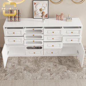 Mueble de Salón de Estilo Francés Blanco con Más de 4 Compartimentos, Estante de Pulido Personalizado, Vitrina Autoportante Sin Brillo - Product Image 3