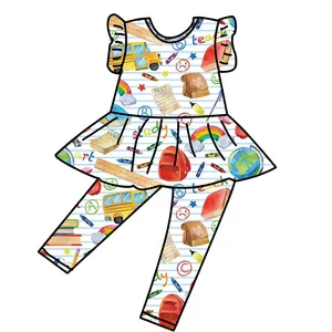 Qingli Ensembles De Vêtements Pour Enfants Fille OEM Sans Manches Et Pantalons Longs Avec Volants Bébé Filles Ensembles