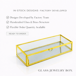 Boîte à bijoux en verre rectangulaire <span class=keywords><strong>d</strong></span>écorative avec cadre en laiton soudé à la main, verre transparent, <span class=keywords><strong>d</strong></span>écoration <span class=keywords><strong>d</strong></span>'intérieur - Product Image 1