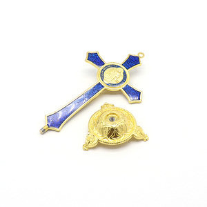 Cây thánh giá vàng với màu xanh men <span class=keywords><strong>Inlay</strong></span> Tôn Giáo chéo trang trí cho nhà thờ trang trí Christian Công Giáo Quà Tặng - Product Image 4