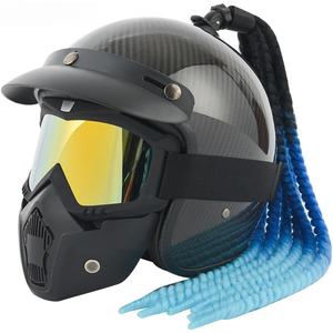 Nouveau casque de moto rétro en fibre de carbone léger taille extra large - Product Image 1
