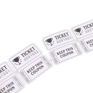 Biglietti della lotteria con doppio trofeo bianco personalizzati per premi di raccolta fondi per eventi - Product Image 5