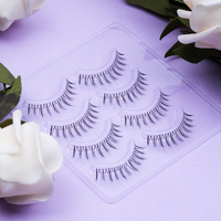 A1 Vente en gros 5 paires de cils synthétiques personnalisés 3D naturels avec bande transparente, faits à la main, volume naturel spectaculaire